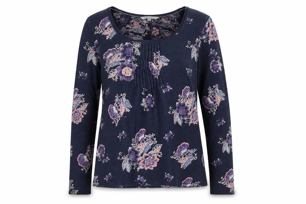FatFace Women's Blue Floral Long Sleeve T-Shirt Size 12