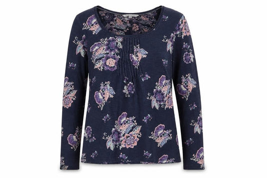 FatFace Women's Blue Floral Long Sleeve T-Shirt Size 12