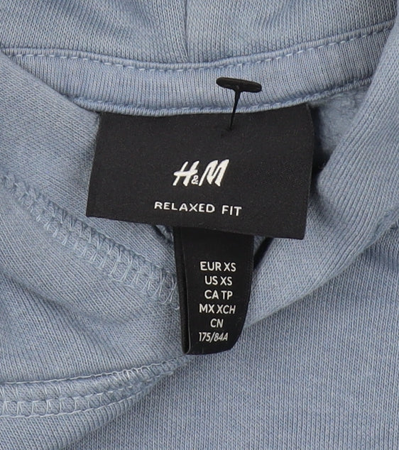 H&M Men's Blue Relaxed Pullover Hoodie XS