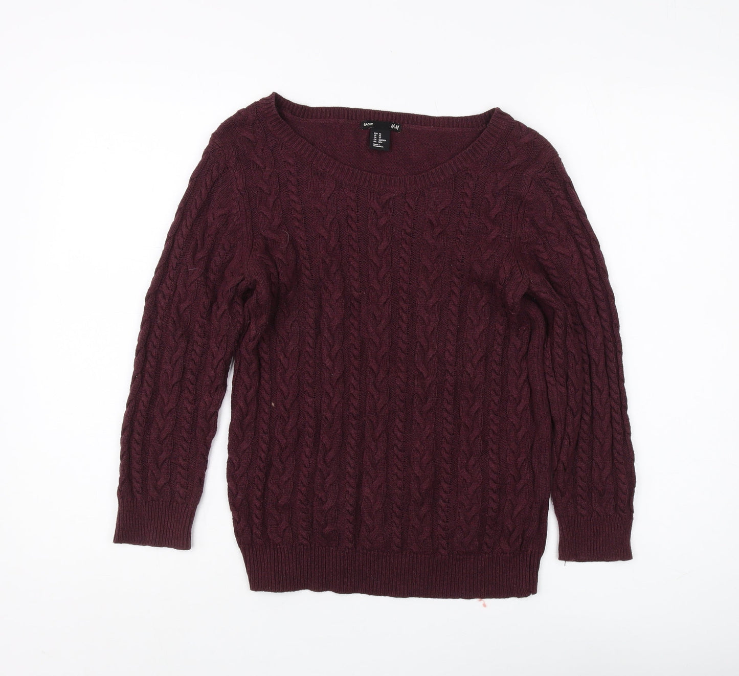 H&M Women's Purple XS Cable Knit Pullover Jumper