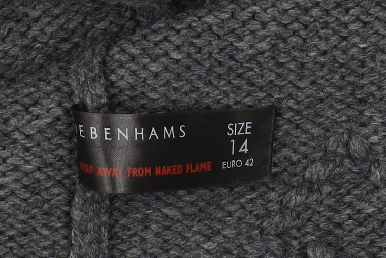 Debenhams Women's Grey Cardigan, Size 14, Round Neck
