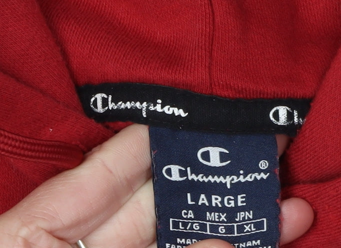 Champion Men's Red Pullover Hoodie L