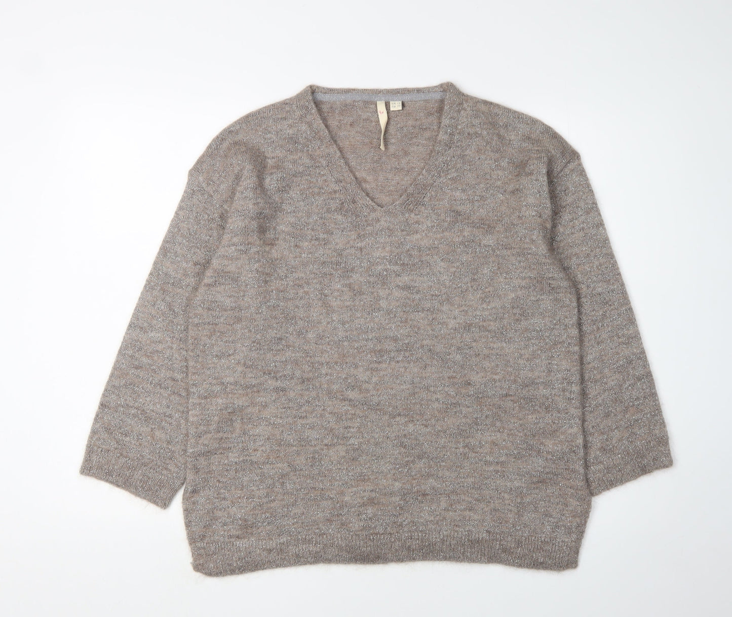 White Stuff Women's Beige V-Neck Pullover Jumper Size 12