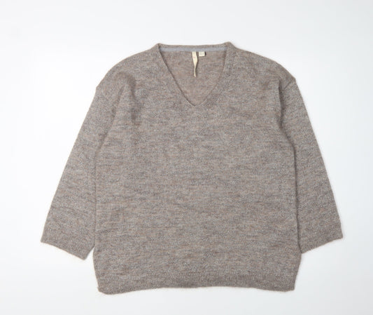 White Stuff Women's Beige V-Neck Pullover Jumper Size 12