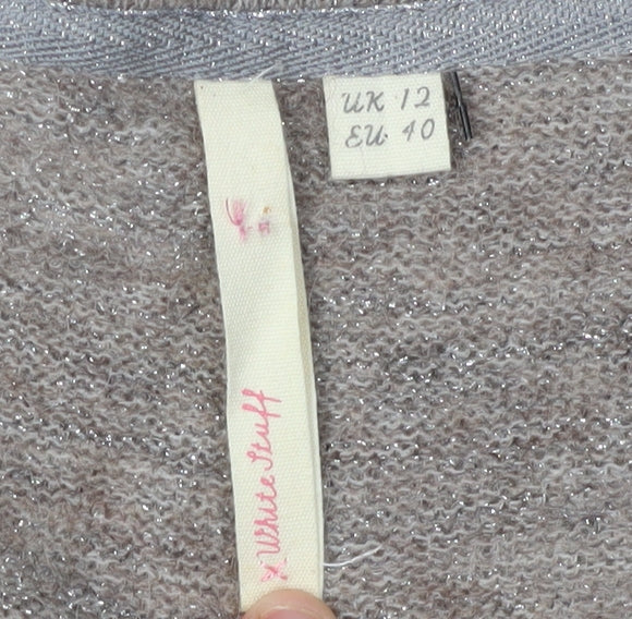 White Stuff Women's Beige V-Neck Pullover Jumper Size 12