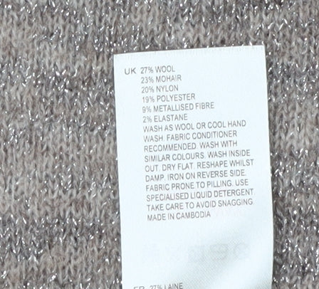 White Stuff Women's Beige V-Neck Pullover Jumper Size 12