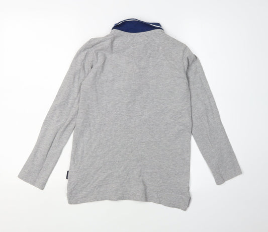 Ben Sherman Boys Grey Polo Long Sleeve 10-11 Years Logo Cotton