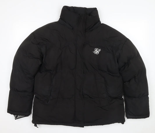 SikSilk Women’s Black Puffer Jacket Size 12 Hooded Winter