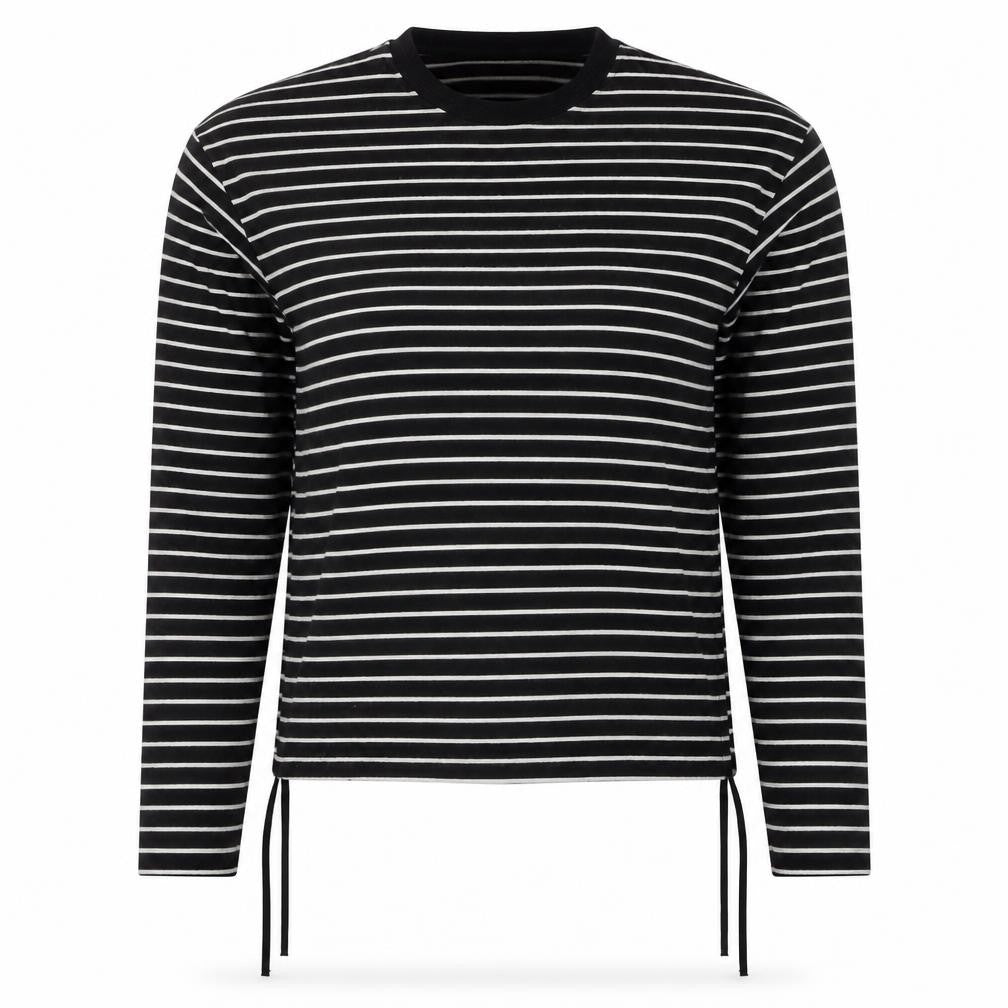 Front view of Only Women's Black Striped Long Sleeve Top M