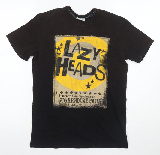 Lazy Heads Men's Black Music T-Shirt, Size S, Crew Neck