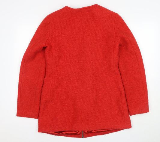 New Look Women's Red Mid-Length Wool Coat Size 10