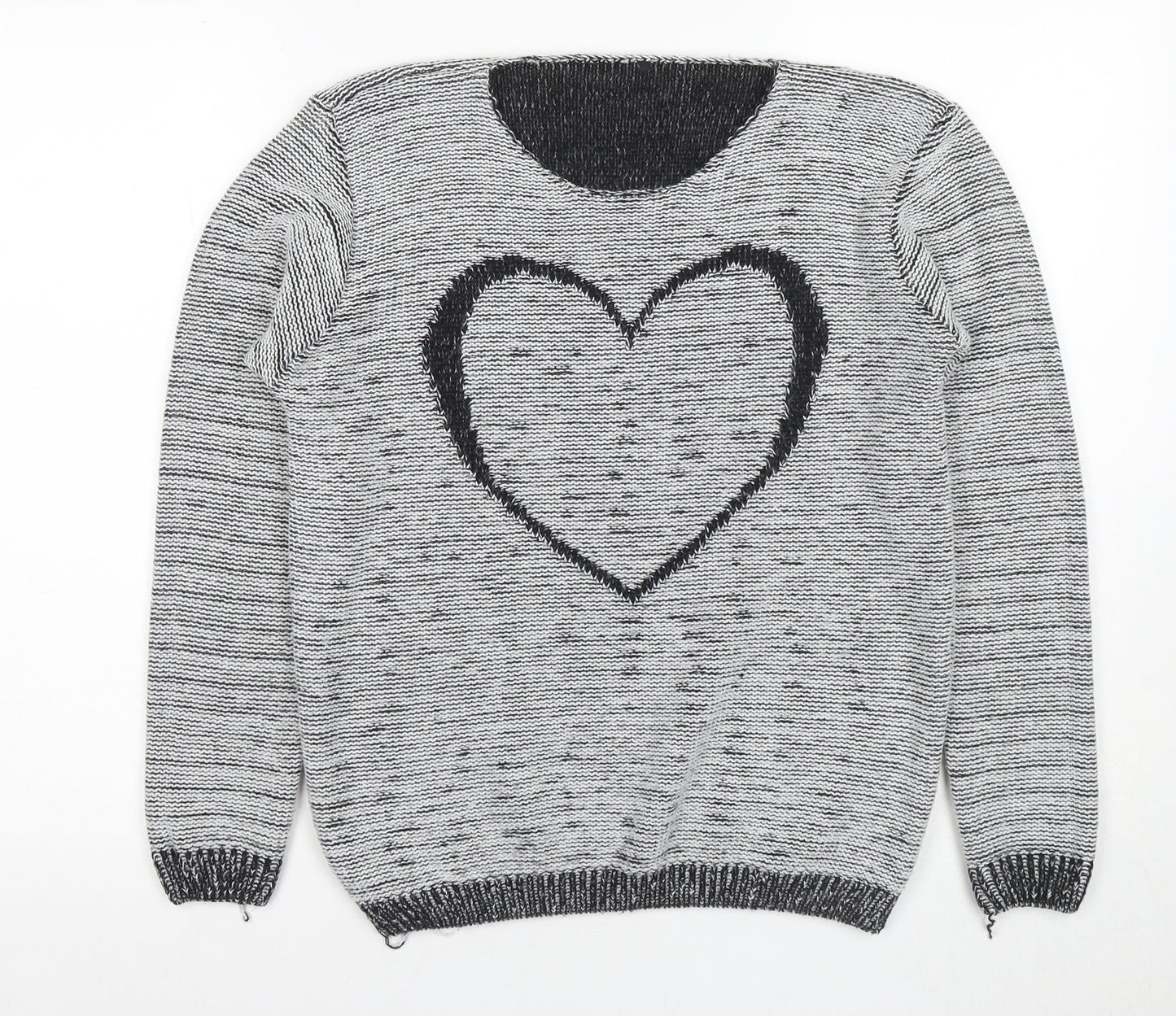 Quiz Women's Black & White Heart Pullover Jumper M