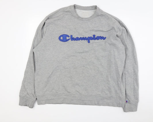 Champion Men's Grey Logo Pullover Sweatshirt XL