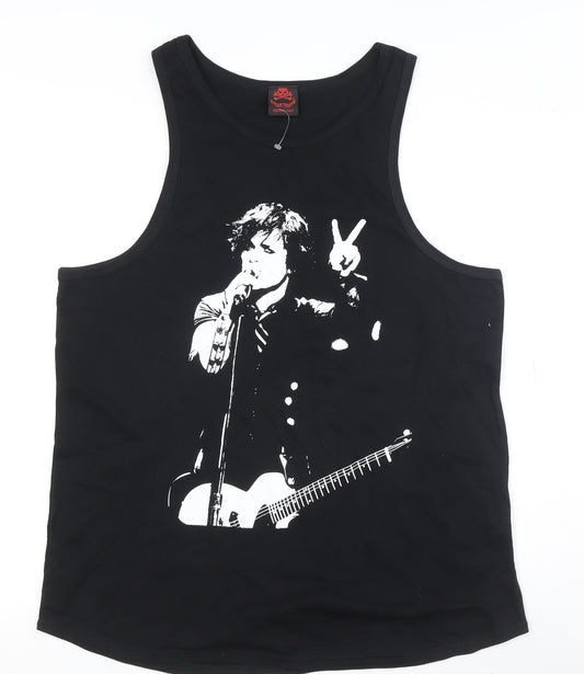 Apparel Noir Men's Black Graphic Sleeveless T-Shirt, Size 16