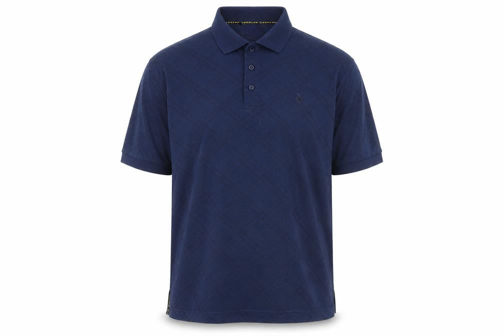 Dunlop Men's Blue Check Polo Shirt Short Sleeve Size L