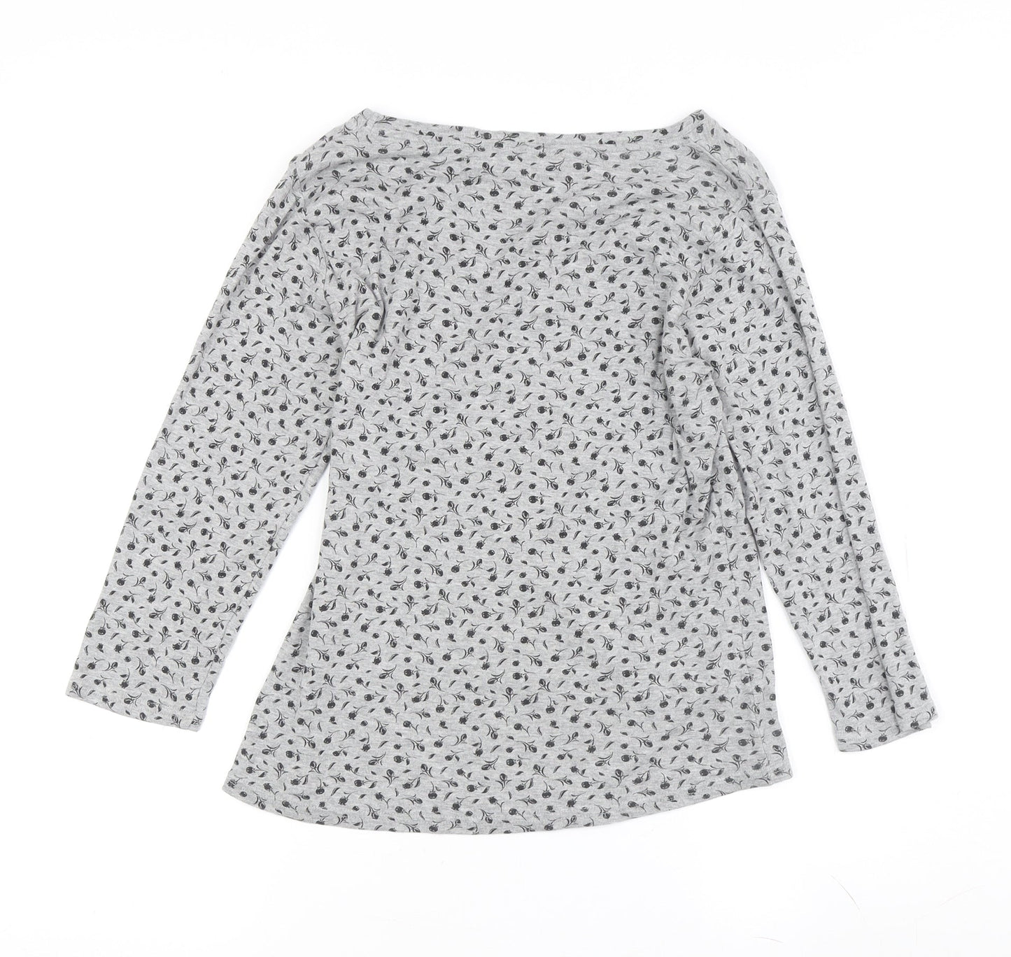 Isle Women's Grey V-Neck Floral Top Size 12
