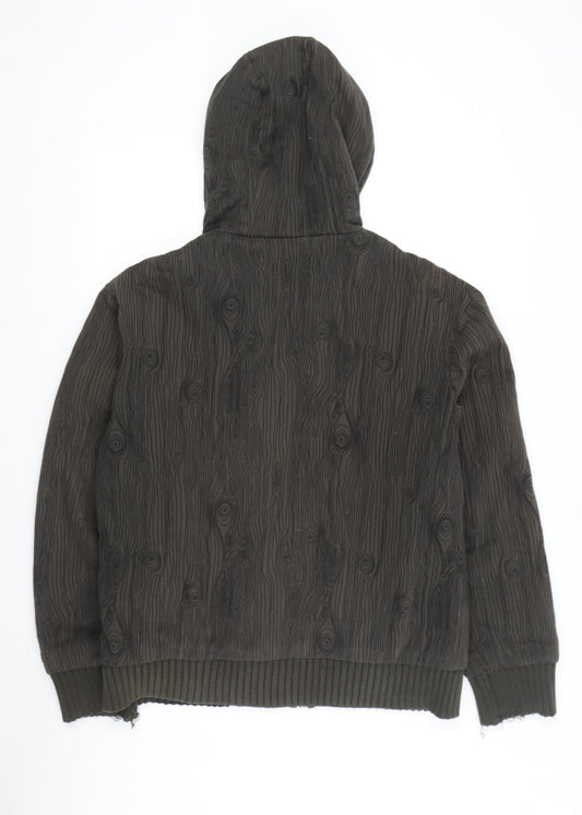 Dickies Men's Black Hooded Jacket L Geometric Pattern