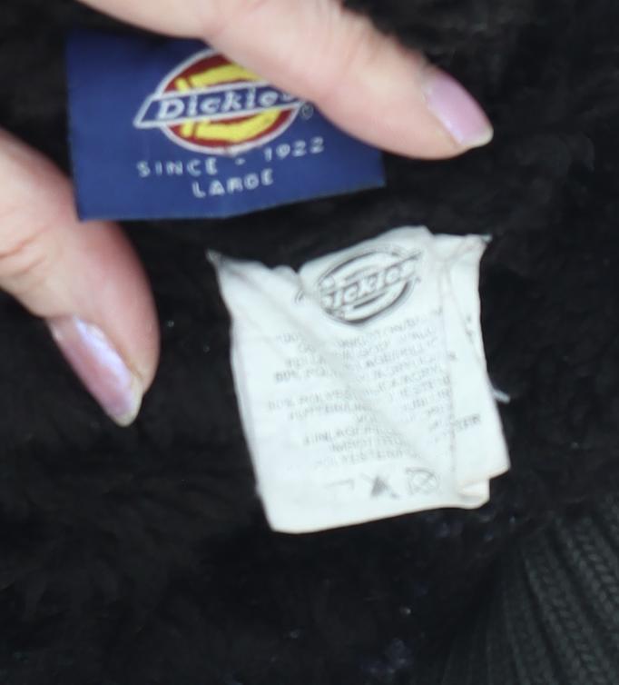 Dickies Men's Black Hooded Jacket L Geometric Pattern
