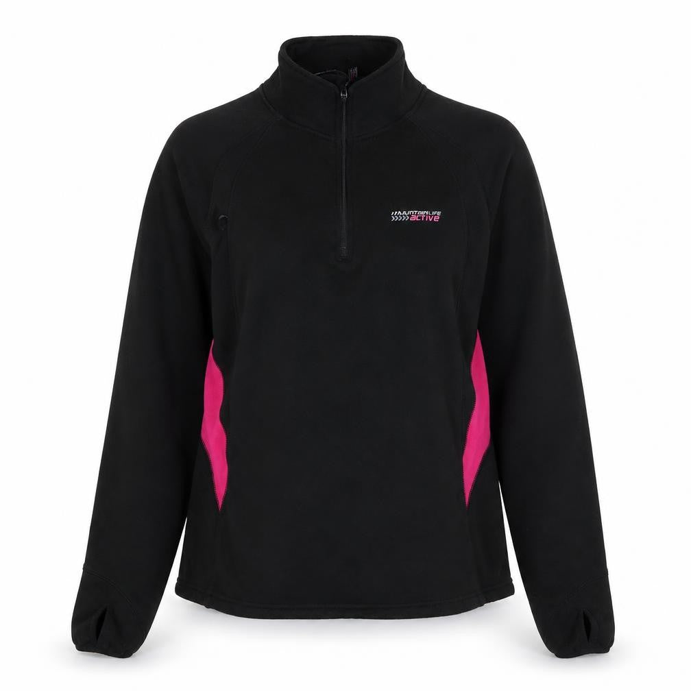 Womens UK L Regular Mountain Life Black Pullover Hoodie