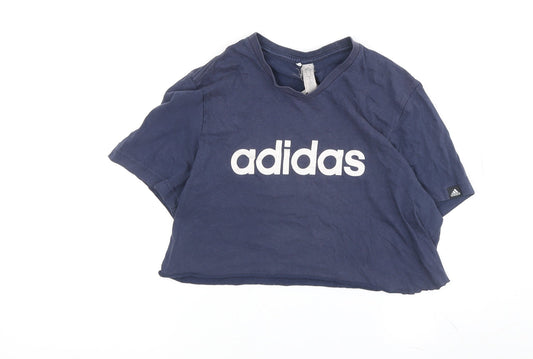 Adidas Unisex Blue Crew Neck Logo T-Shirt M