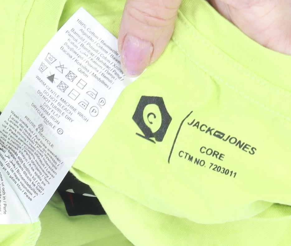 Jack & Jones Men's Green Logo Long Sleeve T-Shirt S