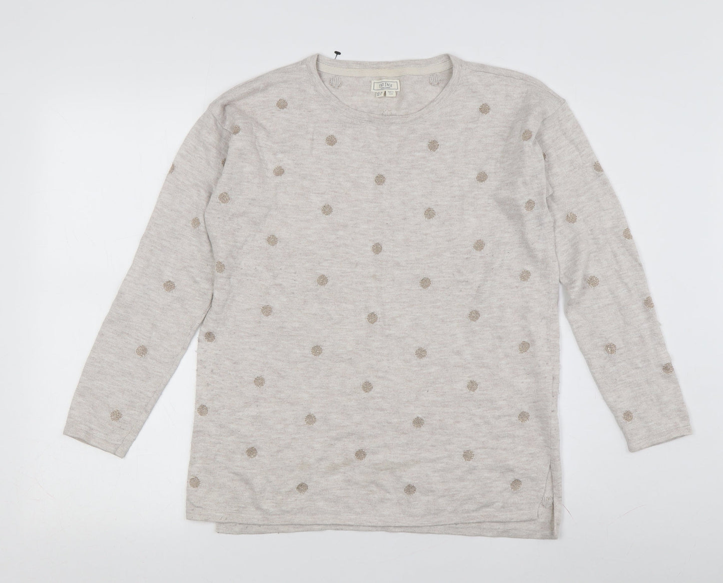 Fat Face Women's Beige Polka Dot Pullover Jumper