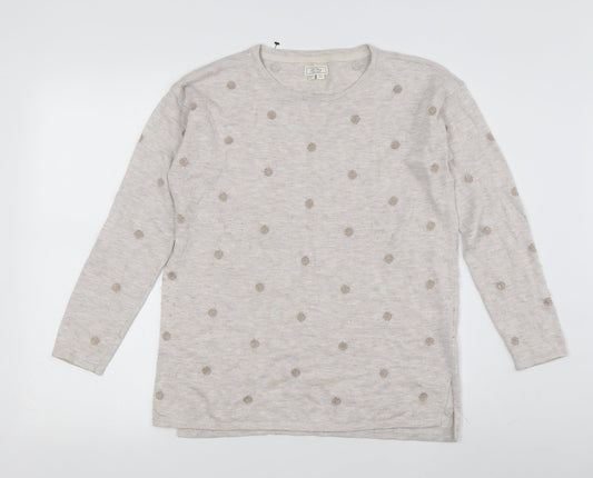 Fat Face Women's Beige Polka Dot Pullover Jumper
