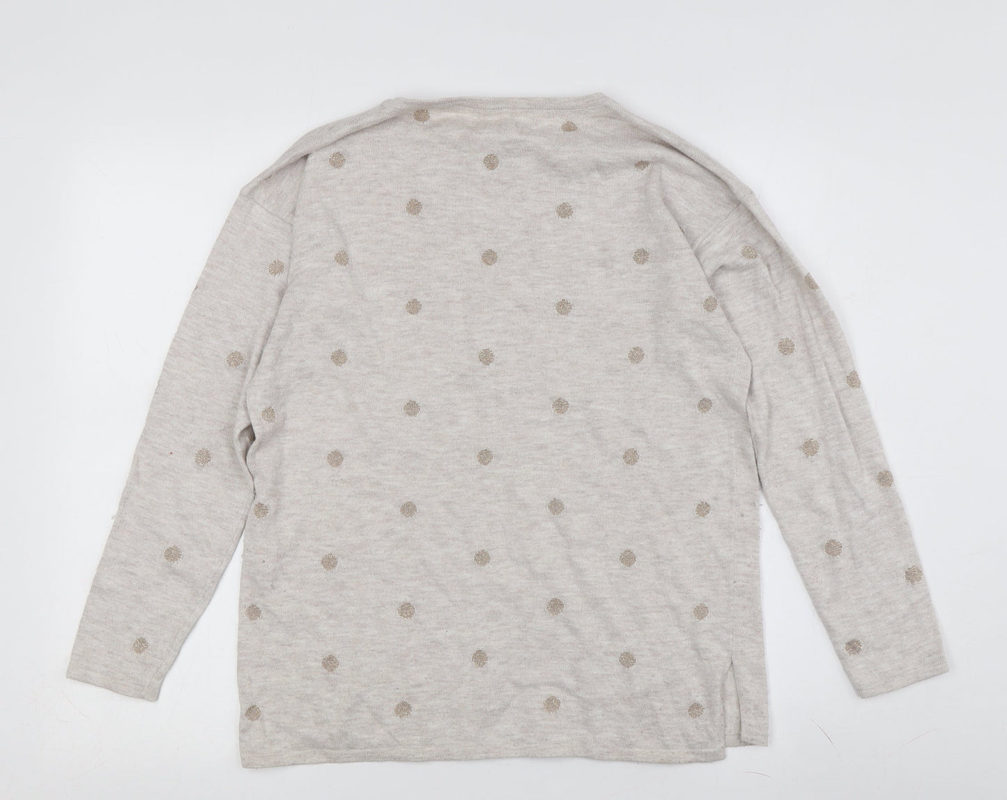 Fat Face Women's Beige Polka Dot Pullover Jumper