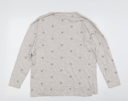 Fat Face Women's Beige Polka Dot Pullover Jumper