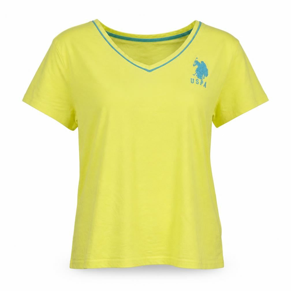 Womens UK Size M U.S. Polo Assn. Yellow 100% Cotton T-Shirt