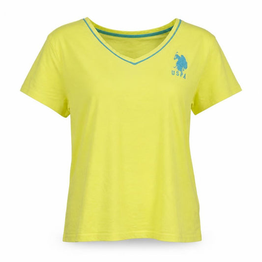 Womens UK Size M U.S. Polo Assn. Yellow 100% Cotton T-Shirt