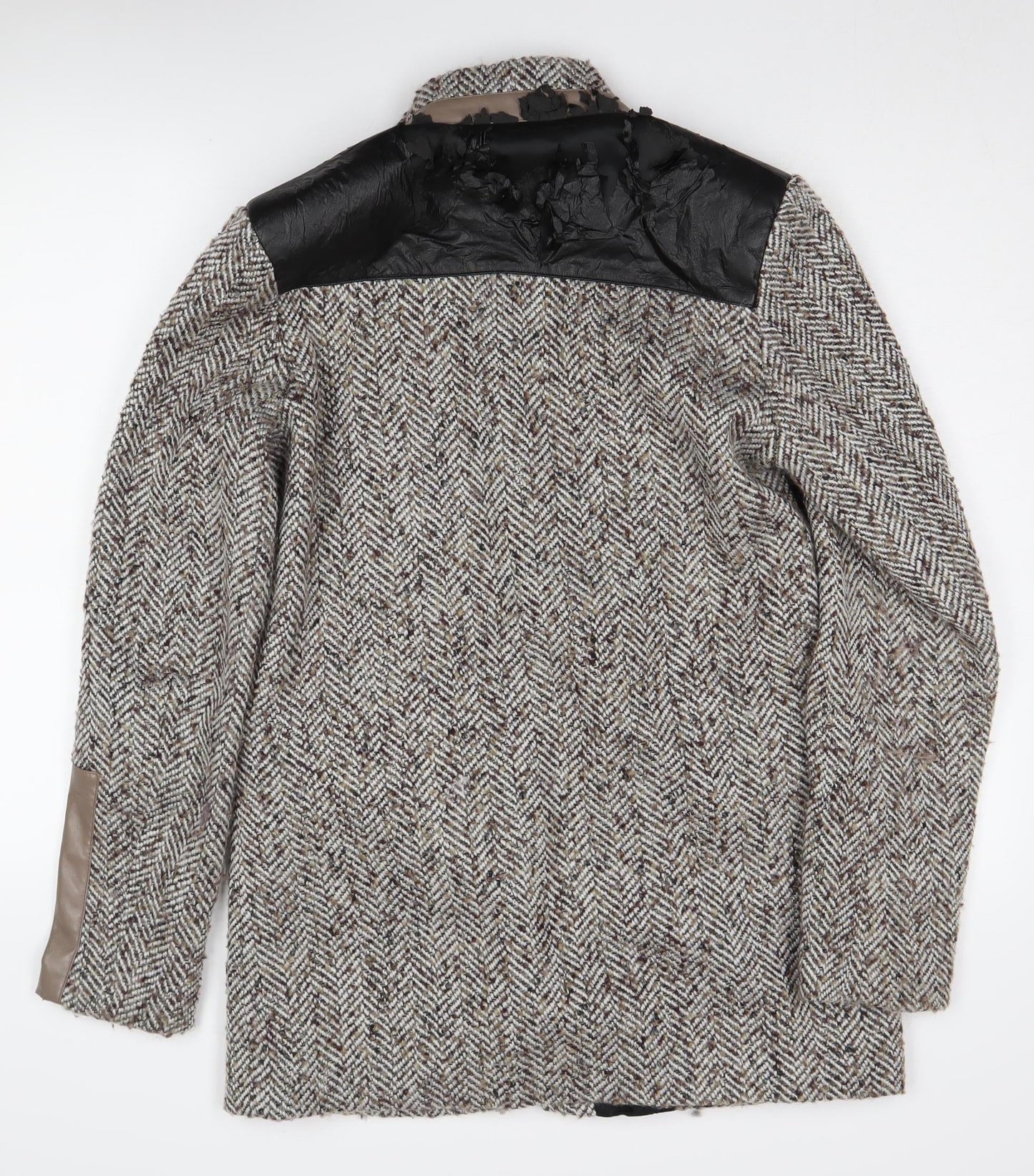 River Island Women's Grey Herringbone Long Blazer Coat Size 12