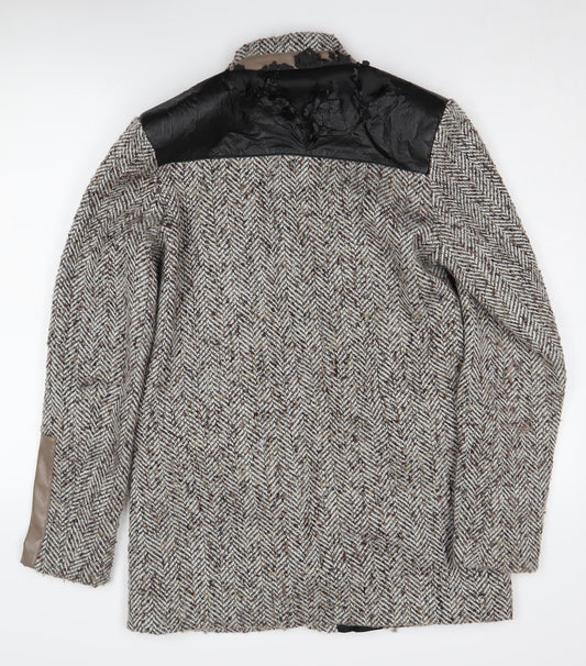 River Island Women's Grey Herringbone Long Blazer Coat Size 12