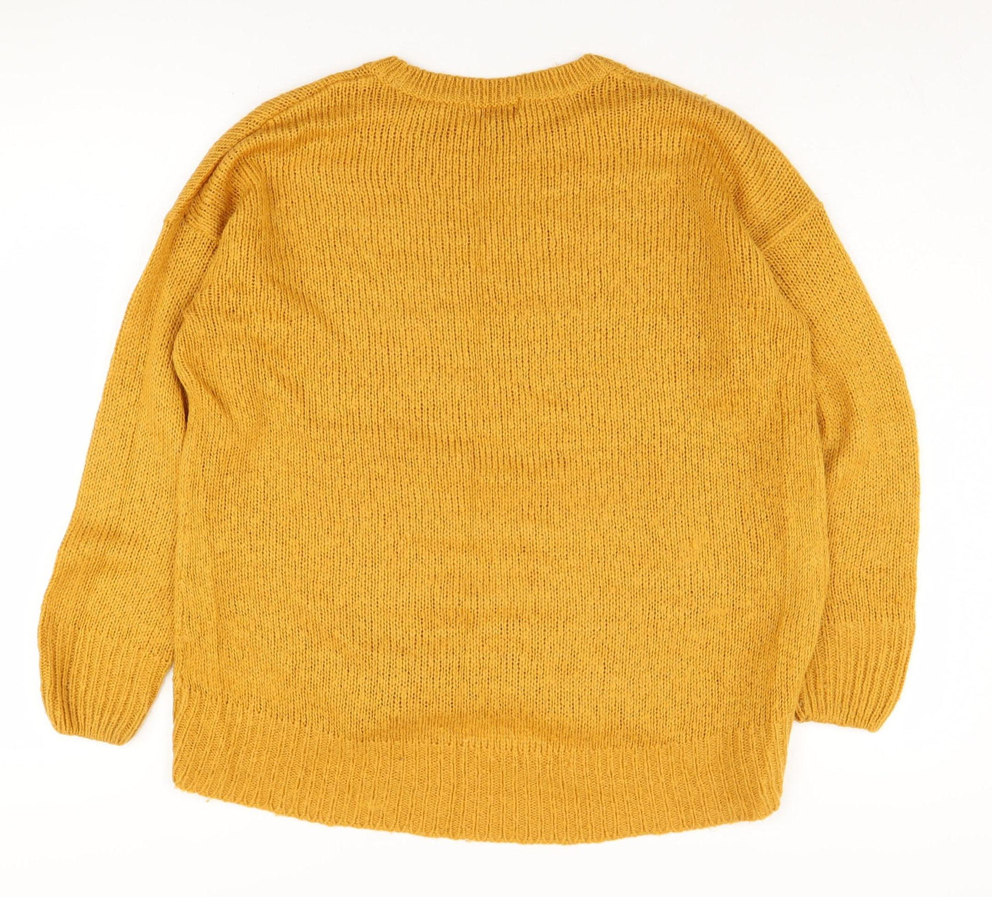New Look Women's Yellow Chunky Knit Pullover Jumper, Size M