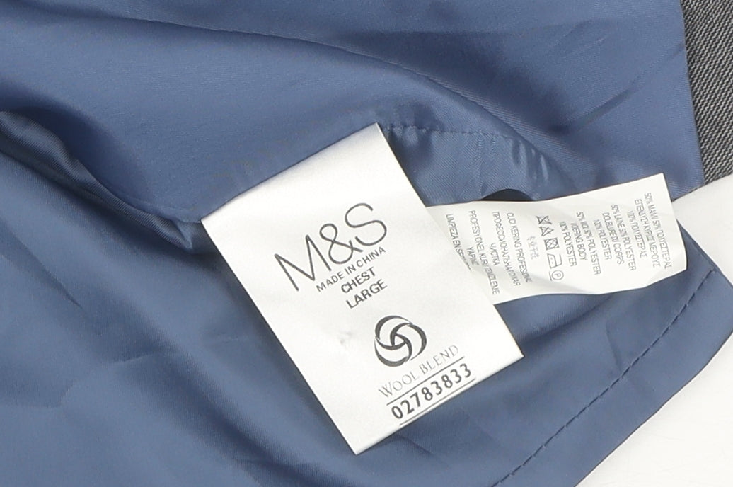 Marks and Spencer Men's Grey Waistcoat L Wool Blend Elegant