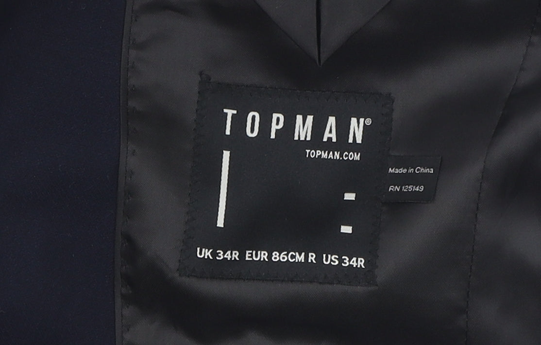 Topman Men's Blue Blazer, 34R Chest, Formal, Excellent
