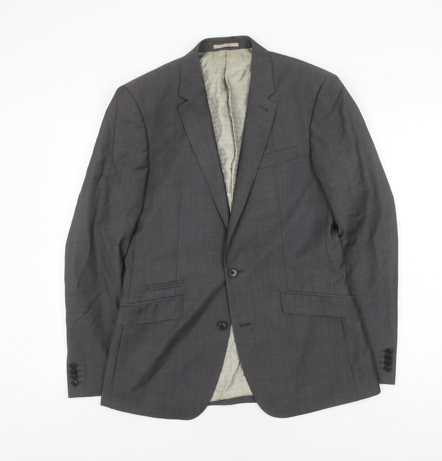 Next Men's Grey Wool Blazer, 38R, Business Formal