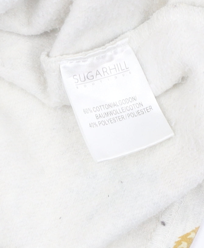 Sugarhill Women's White Tropical Pineapple Pullover Sweatshirt Size 12