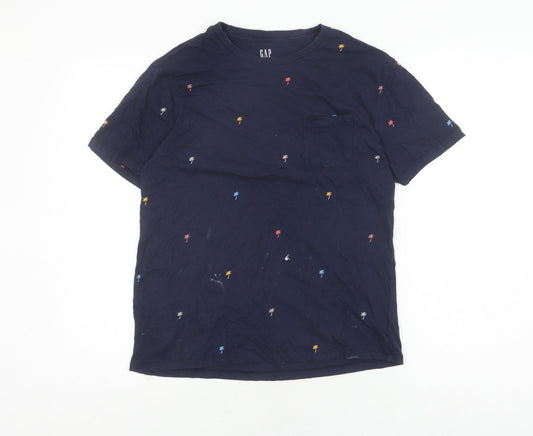 Gap Men's Blue Graphic Print Crew Neck T-Shirt M