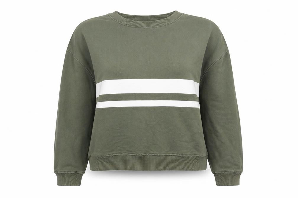 Pull&Bear Women's Green Striped Pullover Jumper, Size 10