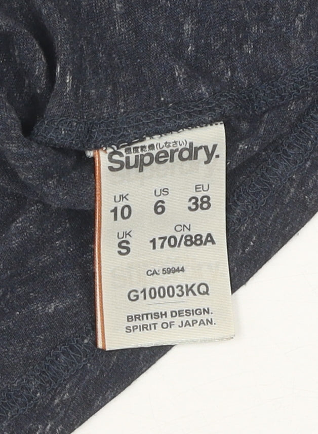 Superdry Women's Blue Sequin Tee, S, Casual, Cotton Blend
