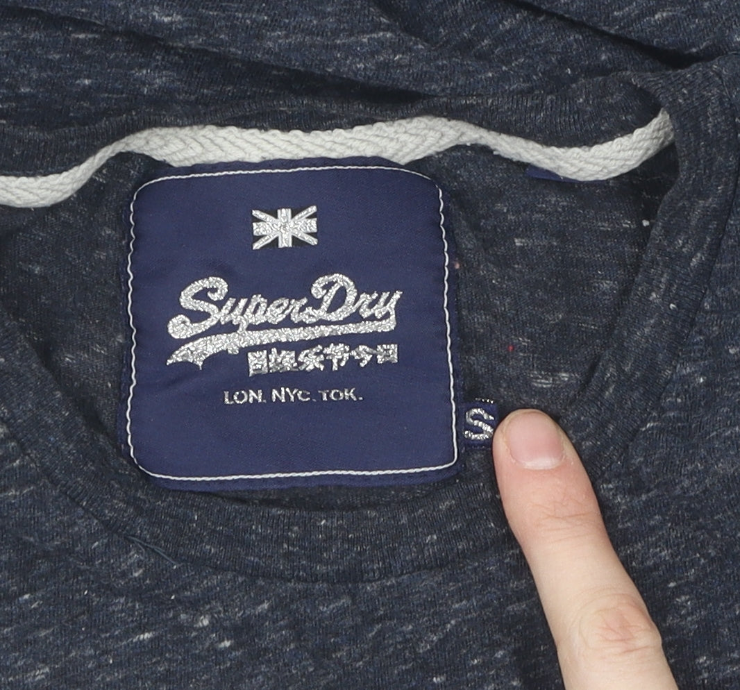 Superdry Women's Blue Sequin Tee, S, Casual, Cotton Blend