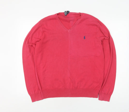 Polo Ralph Lauren Red V-Neck Men’s Cotton Pullover L