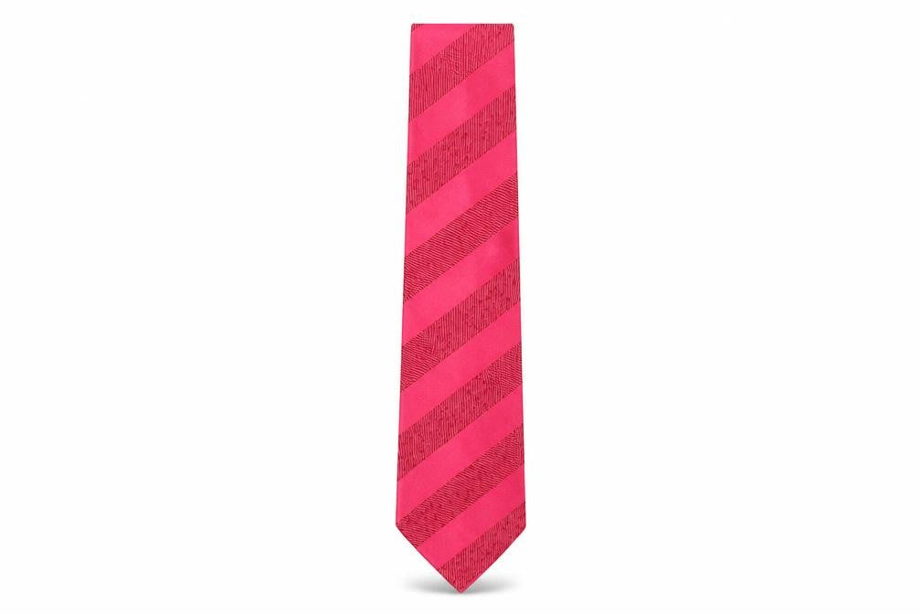 Iceberg Men's Red Designer Striped Silk Tie