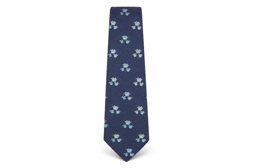 Marks and Spencer Men's Blue Floral Silk Tie