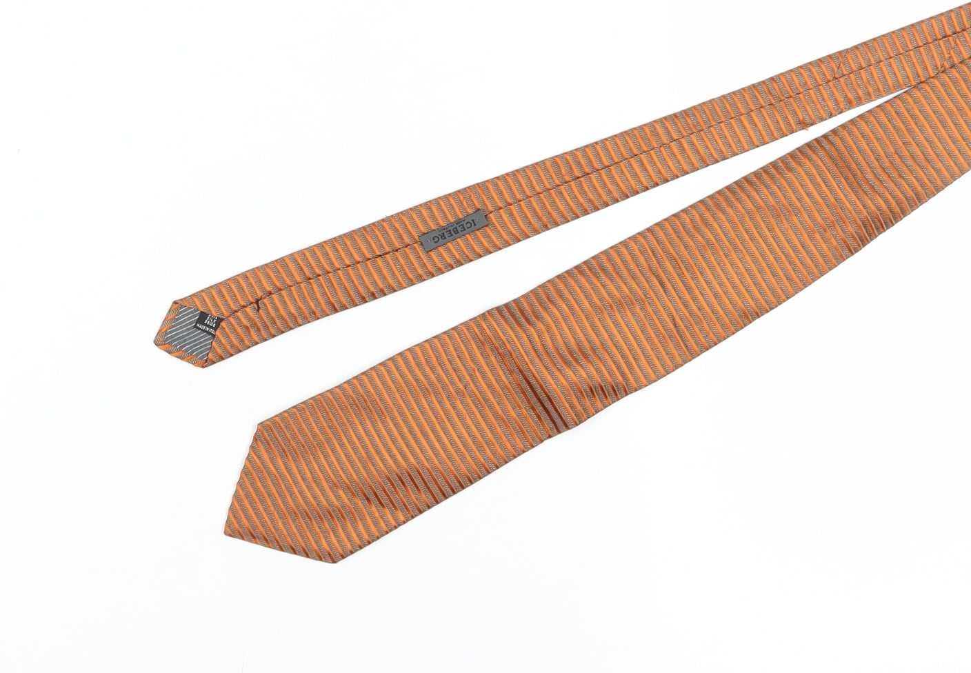 ICEBERG Men's Orange Striped Silk Tie