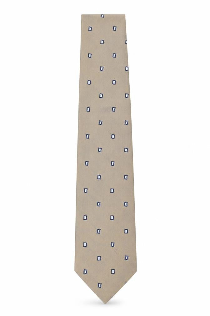 Woodstock Men's Beige Silk Geometric Designer Tie