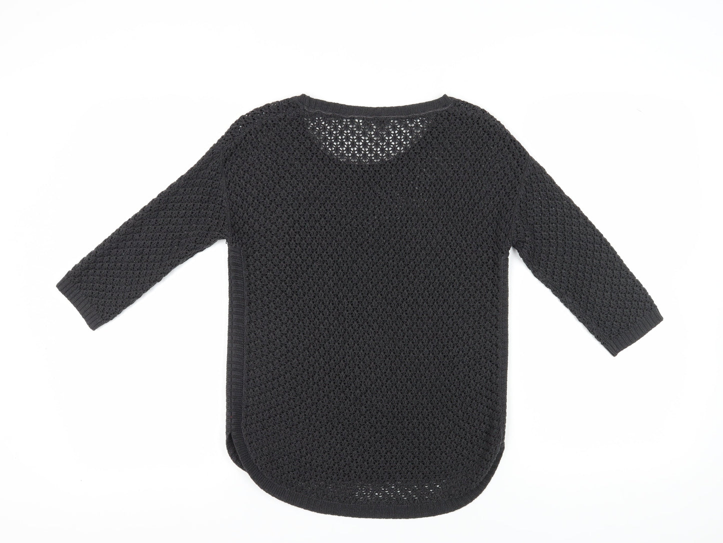 FatFace Women's Black Open-Knit Pullover Jumper Size 6
