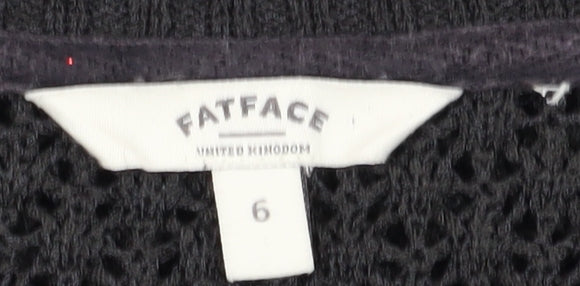 FatFace Women's Black Open-Knit Pullover Jumper Size 6