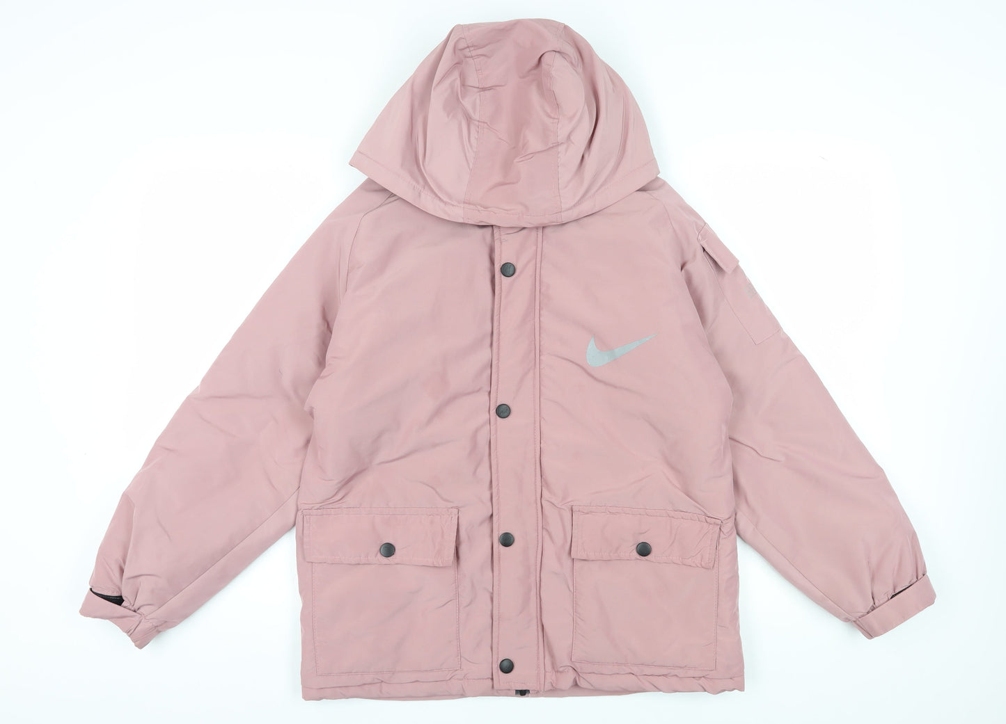 Nike Women's Pink Puffer Jacket M - Winter Casual Hooded